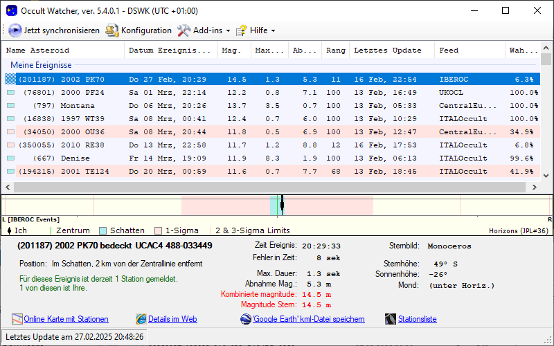 (201187) 2002 PK70 in OccultWatcher - Screenshot