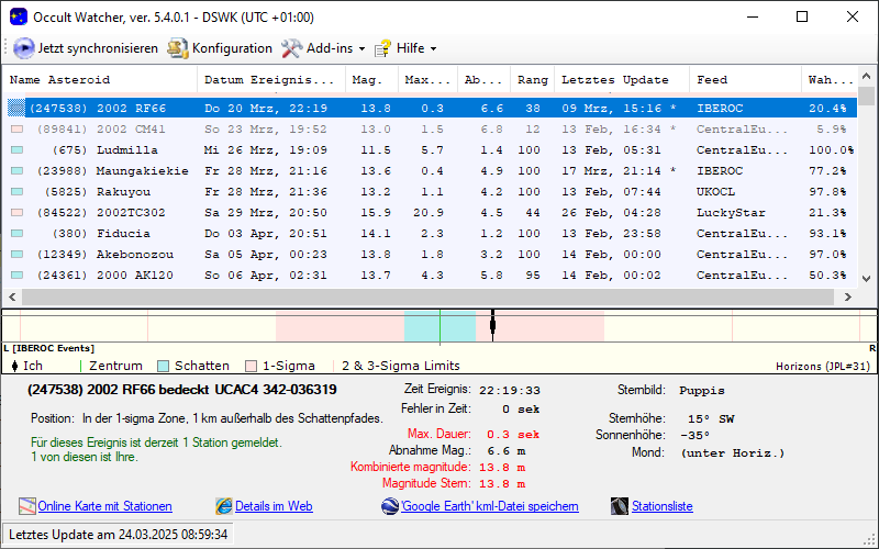 (247538) 2002 RF66 in OccultWatcher - Screenshot