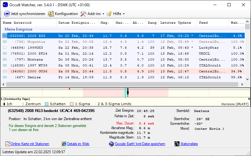 (632548) 2008 RG3 in OccultWatcher - Screenshot