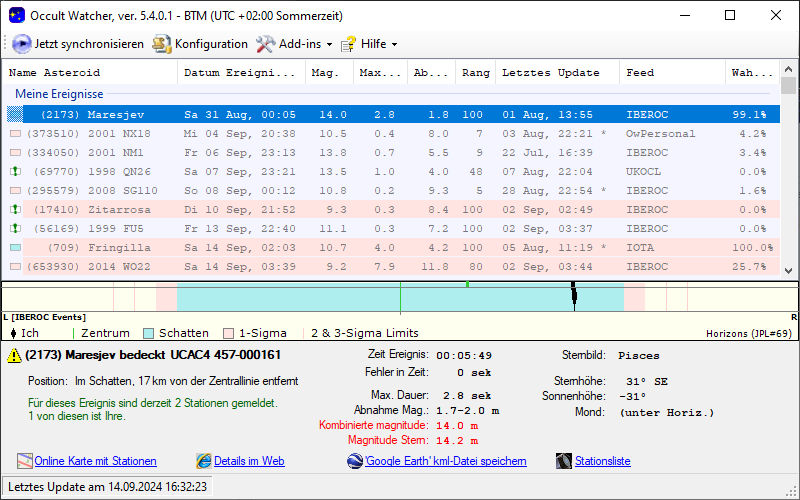 (2173) Maresjev in OccultWatcher - Screenshot