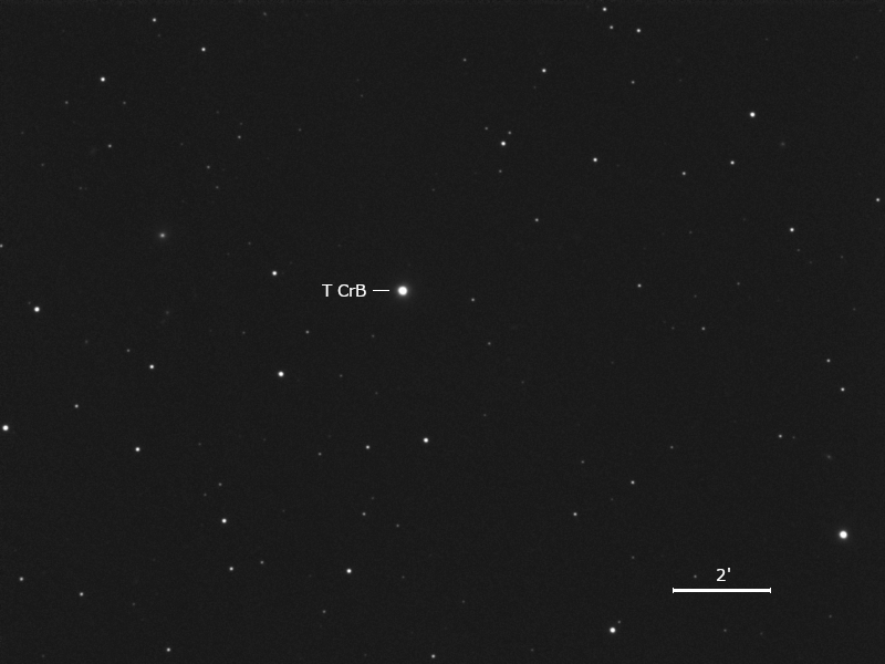 Abbildung von T CrB mit Umgebung